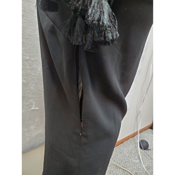 Lulus Shift Dress Women's XS Black Mesh Panel Polyester Lined Tasseled Side Zip - Picture 8 of 10